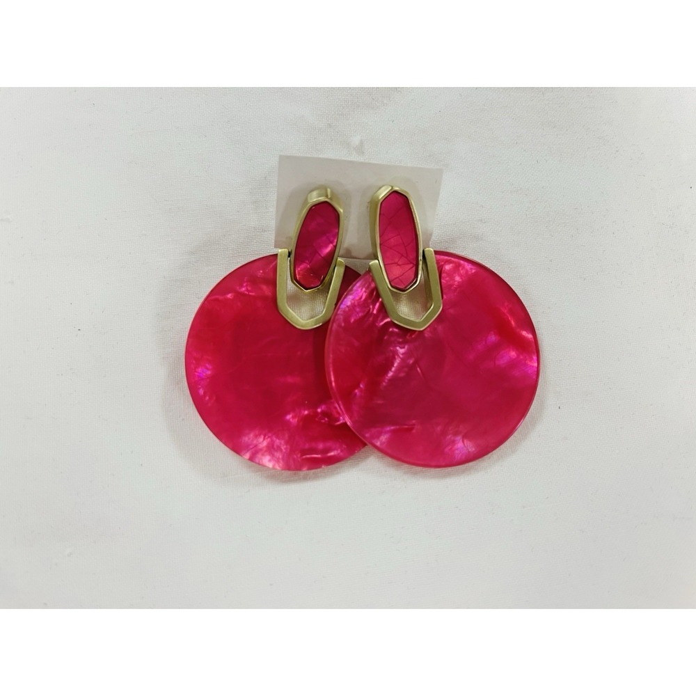 Kendra Scott Didi Disc Dangle Earrings Gold Hot Pink Azaelea Illusion Boho